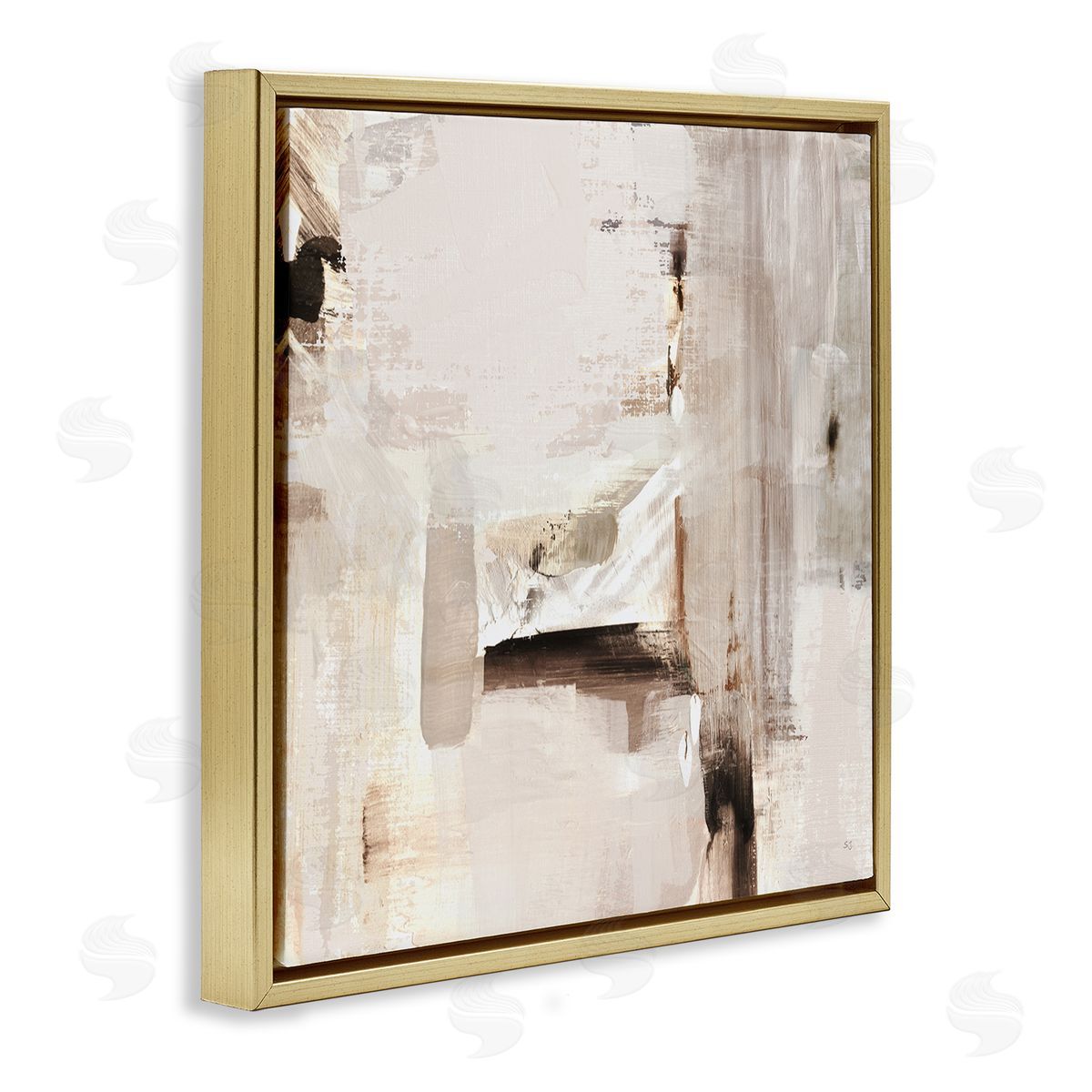 Neutral Tone Abstraction Gold Floating Frame Canvas Wall Art, Home Decor by Susan Jill
