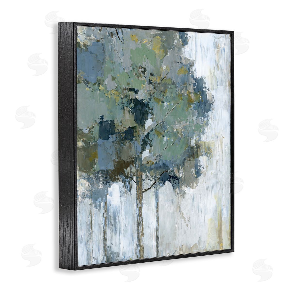 Flecked Tree Abstraction Black Frame Print Wall Art, Home Decor by Nan