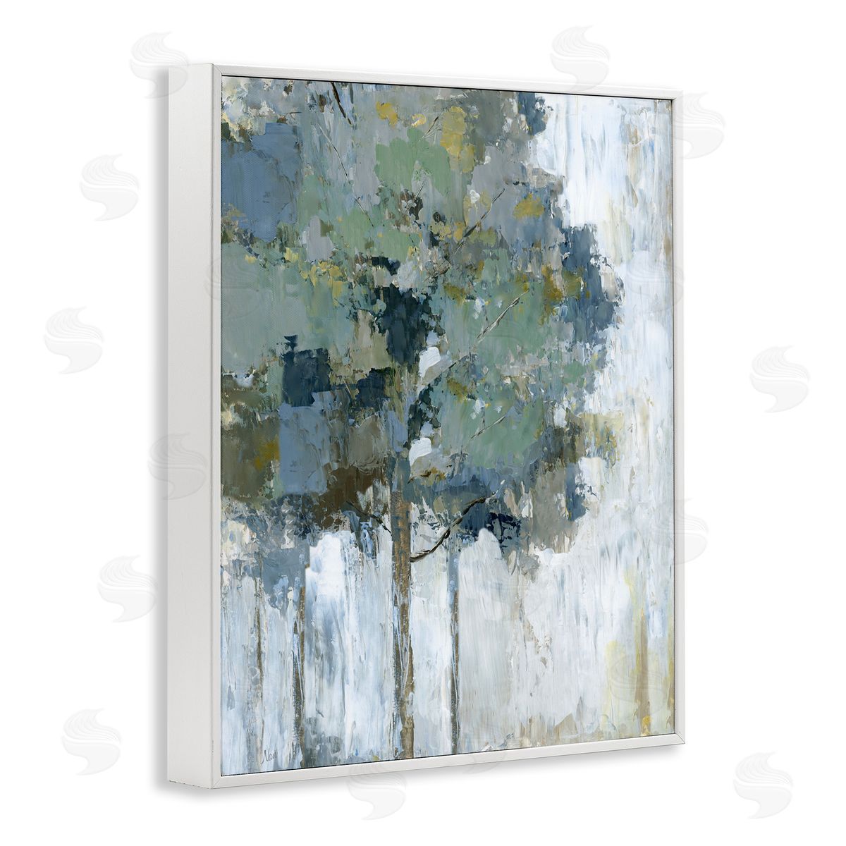 Flecked Tree Abstraction White Frame Print Wall Art, Home Decor by Nan