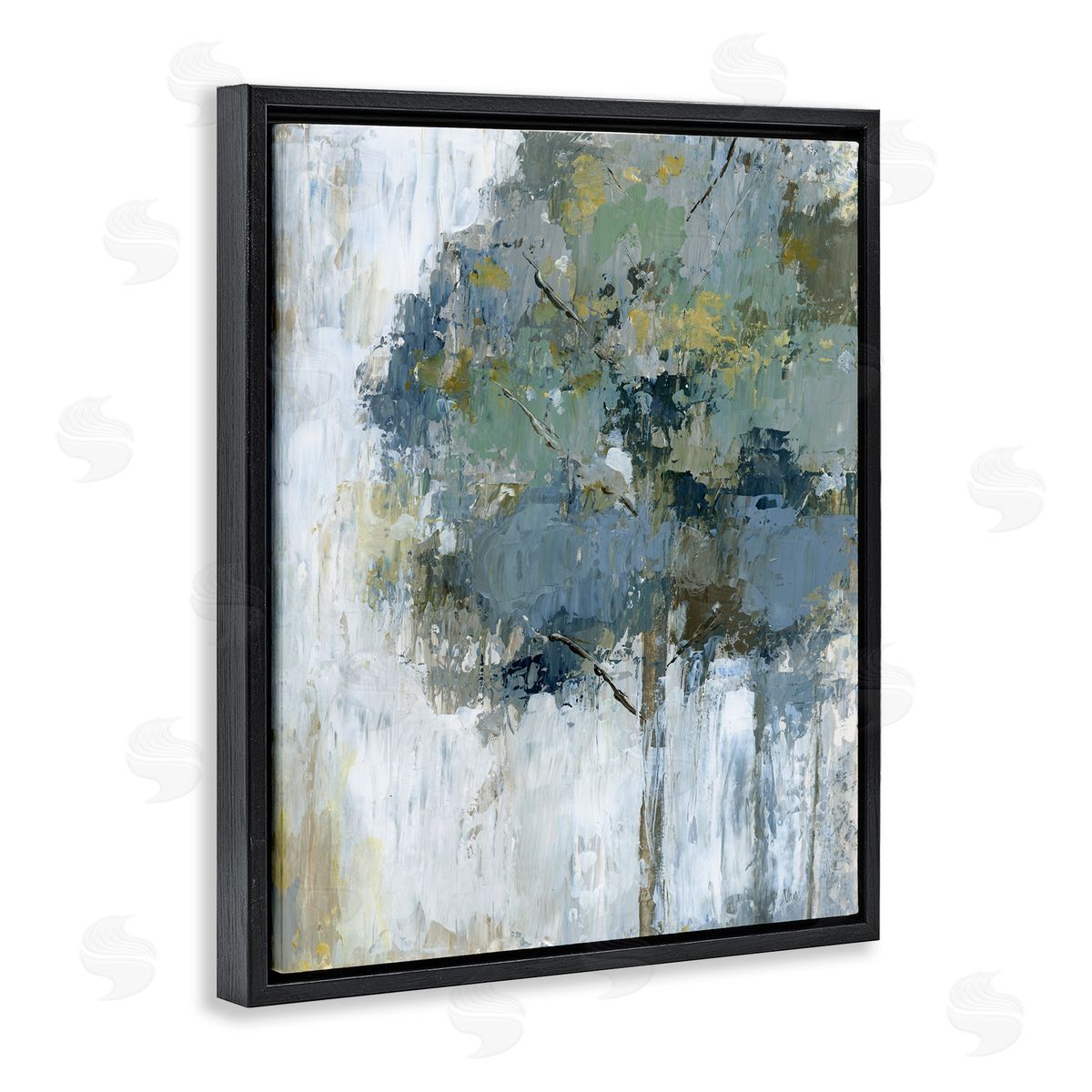 Distressed Lone Tree Black Floating Frame Canvas Wall Art, Home Decor by Nan