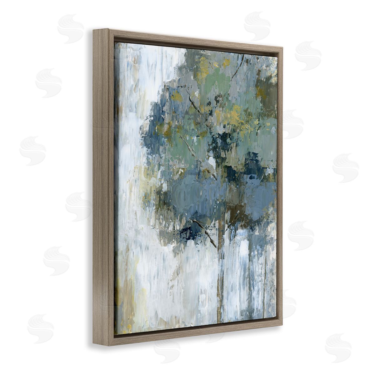 Distressed Lone Tree Brown Floating Frame Canvas Wall Art, Home Decor by Nan