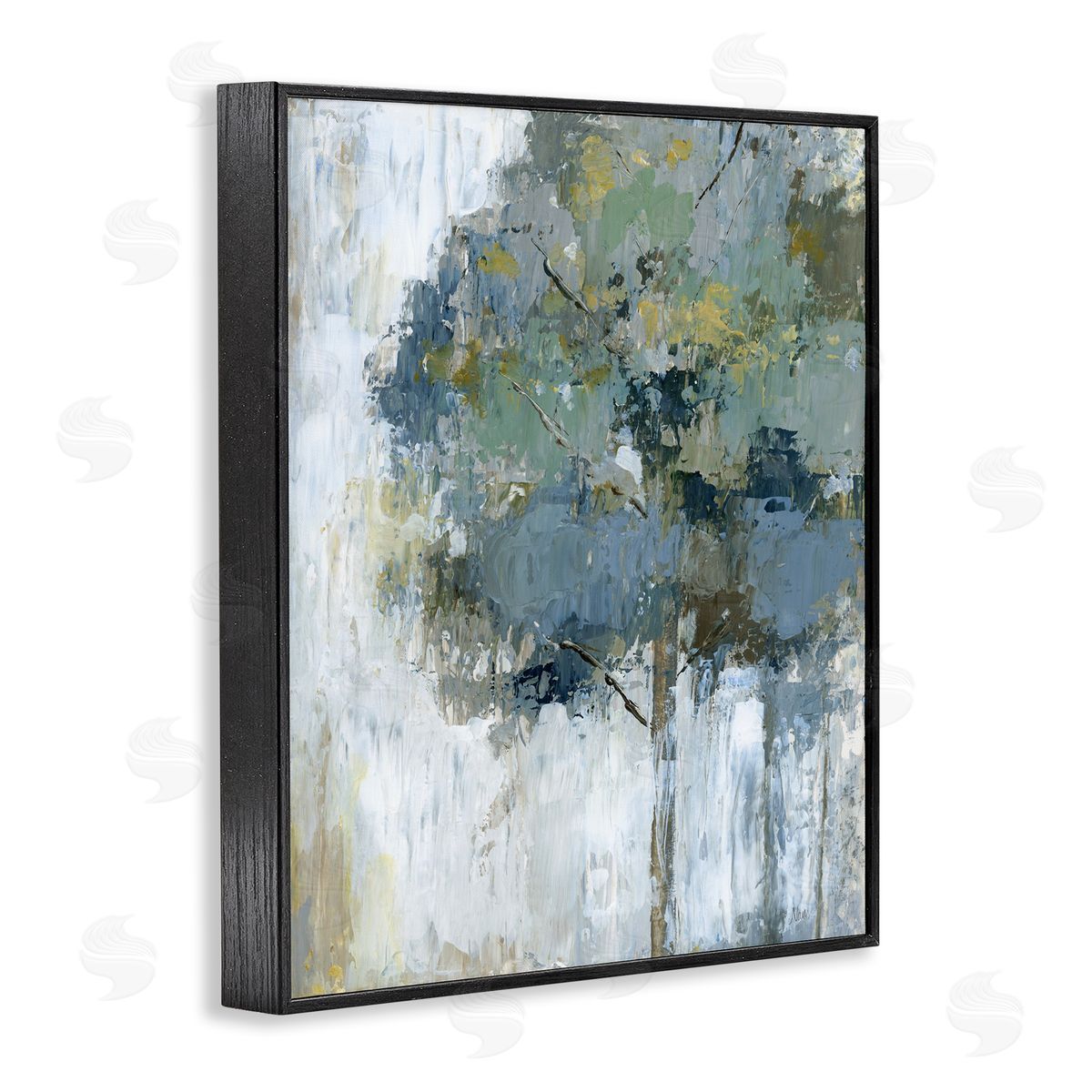 Distressed Lone Tree Black Frame Print Wall Art, Home Decor by Nan