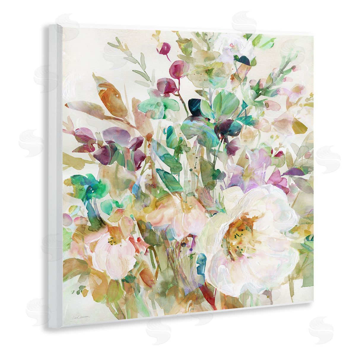 Opaque Distressed Blooms Wood Plaque Wall Art, Home Decor by Carol Robinson