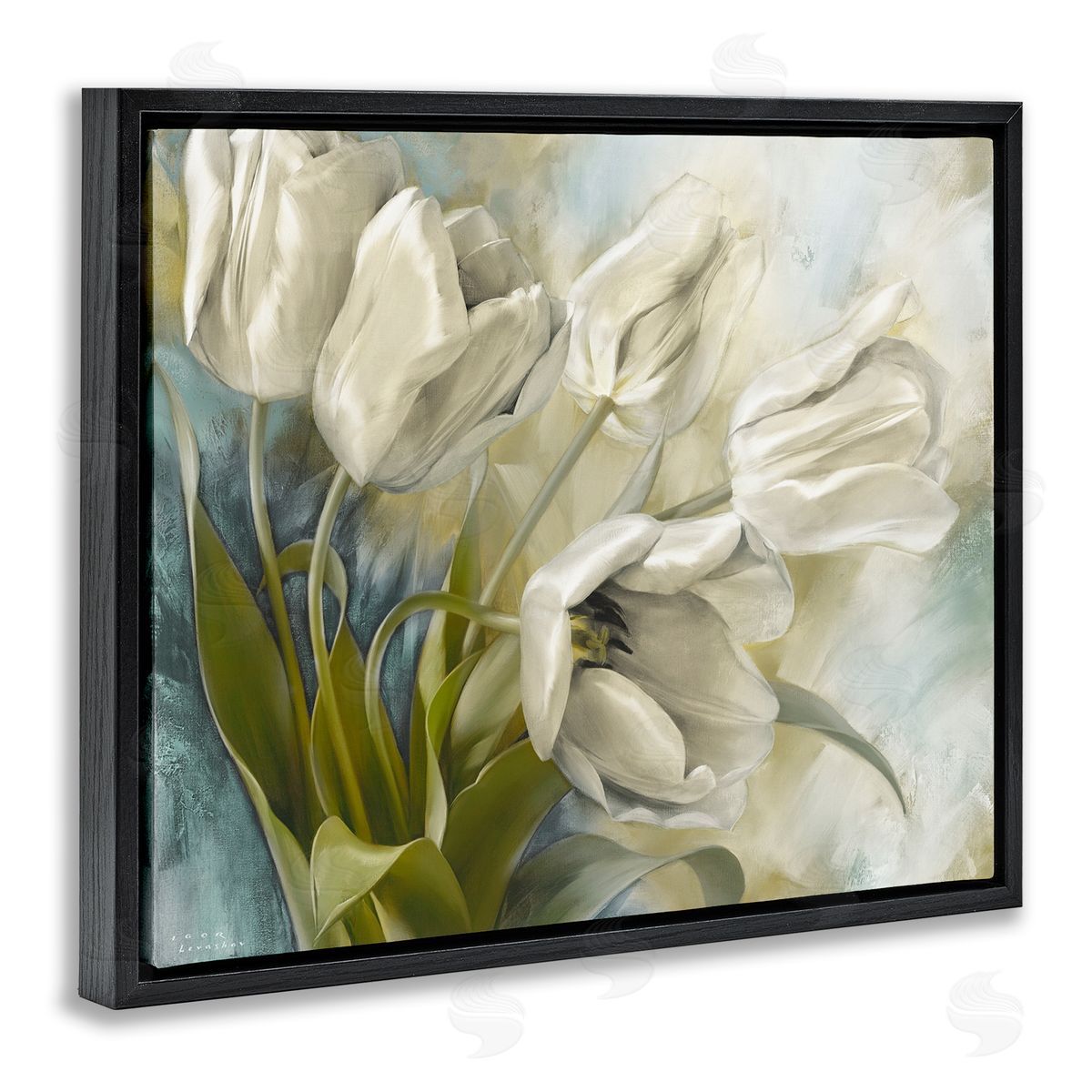 Wild Tulips Close Up Black Floating Frame Canvas Wall Art, Home Decor by Igor Levashov
