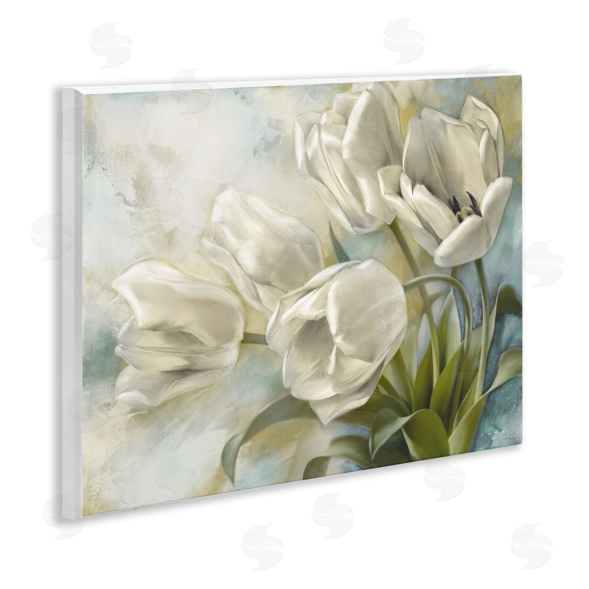 Curling Tulip Blooms Wood Plaque Wall Art, Home Decor by Igor Levashov