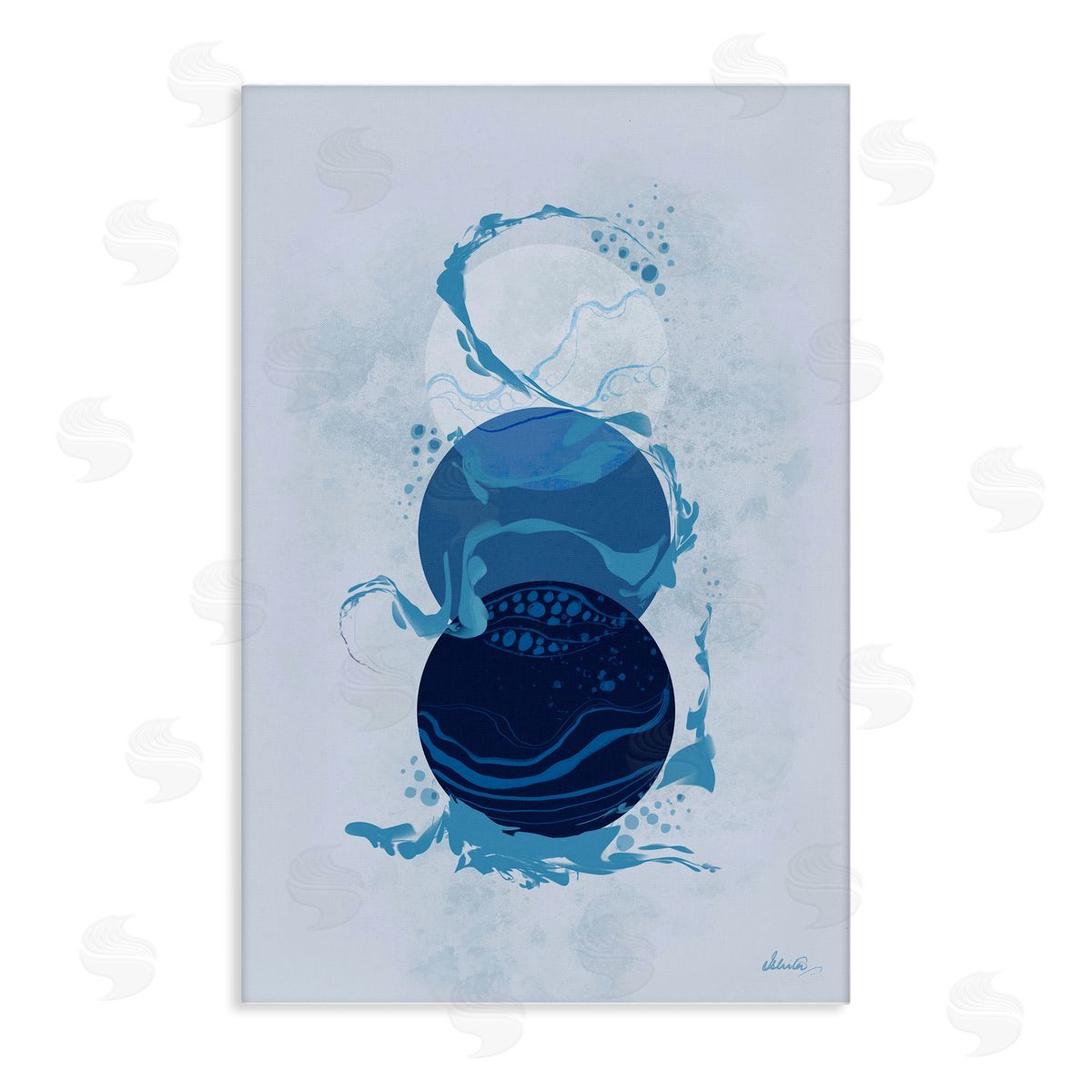 Circles with Swirling Water Canvas Wall Art, Home Decor by Ishita Banerjee