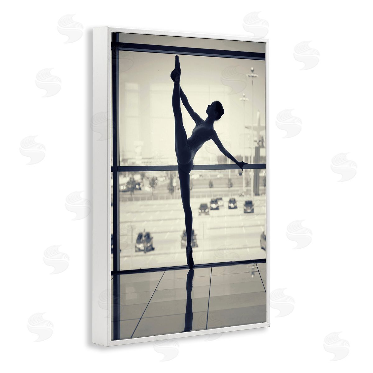 Practicing Ballerina Stance White Frame Print Wall Art, Home Decor by Incado