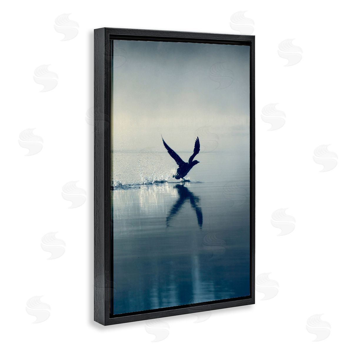 Splashing Bird on Water Black Floating Frame Canvas Wall Art, Home Decor by Incado