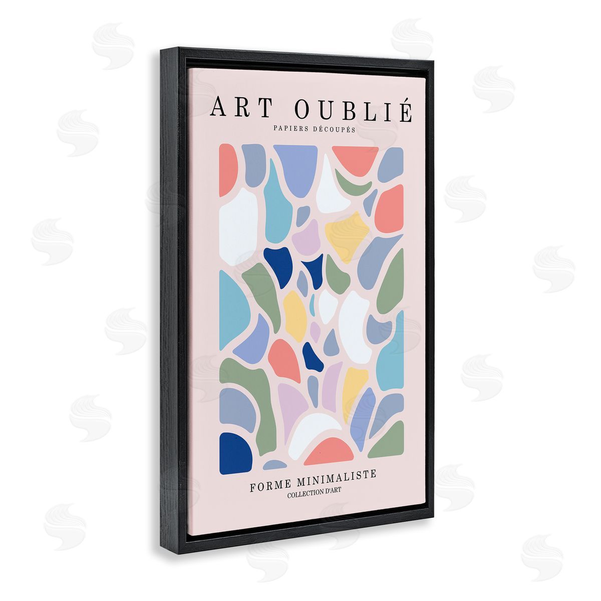 Stained Glass Style Shapes Black Floating Frame Canvas Wall Art, Home Decor by Incado