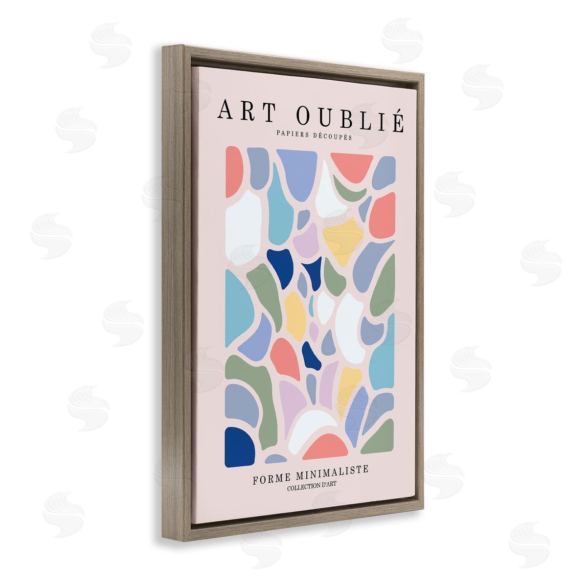 Stained Glass Style Shapes Brown Floating Frame Canvas Wall Art, Home Decor by Incado