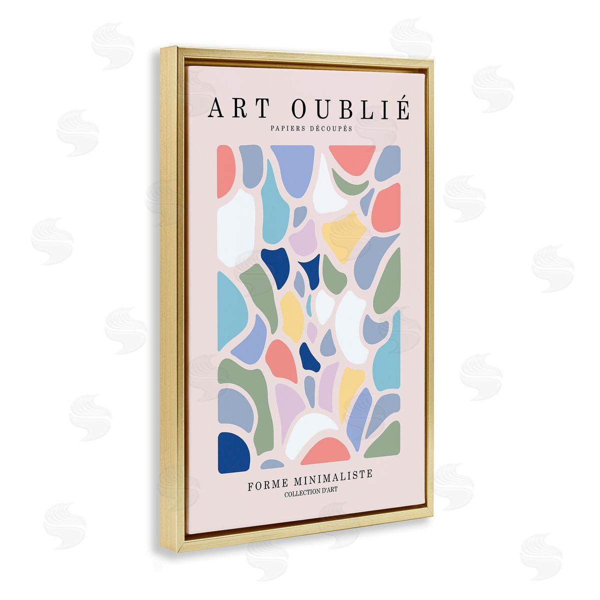 Stained Glass Style Shapes Gold Floating Frame Canvas Wall Art, Home Decor by Incado