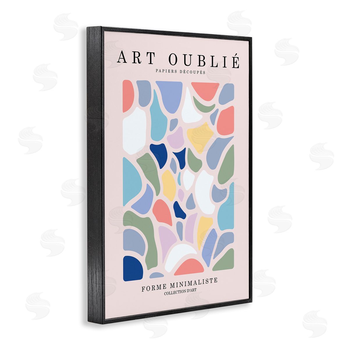 Stained Glass Style Shapes Black Frame Print Wall Art, Home Decor by Incado