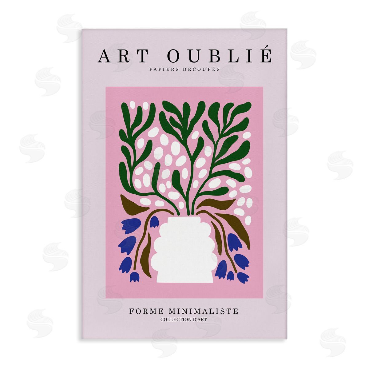 Dotted Midcentury Flower Vase Canvas Wall Art, Home Decor by Incado