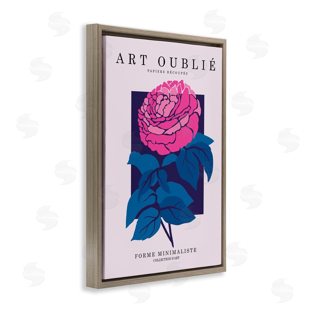 Peony Gallery Poster Brown Floating Frame Canvas Wall Art, Home Decor by Incado