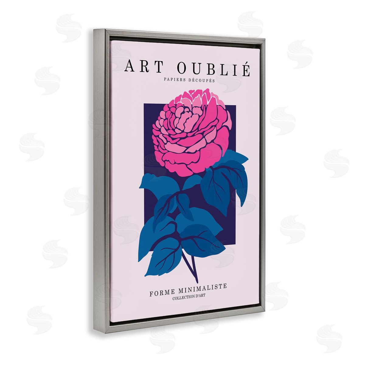 Peony Gallery Poster Grey Floating Frame Canvas Wall Art, Home Decor by Incado