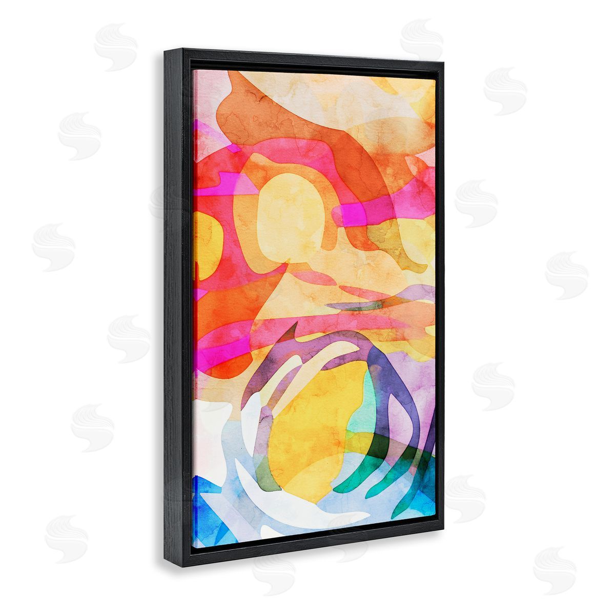 Overlapping Transparent Shapes Black Floating Frame Canvas Wall Art, Home Decor by Incado