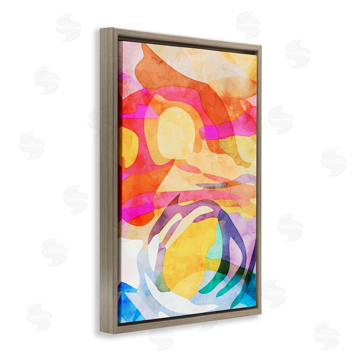 Overlapping Transparent Shapes Brown Floating Frame Canvas Wall Art, Home Decor by Incado
