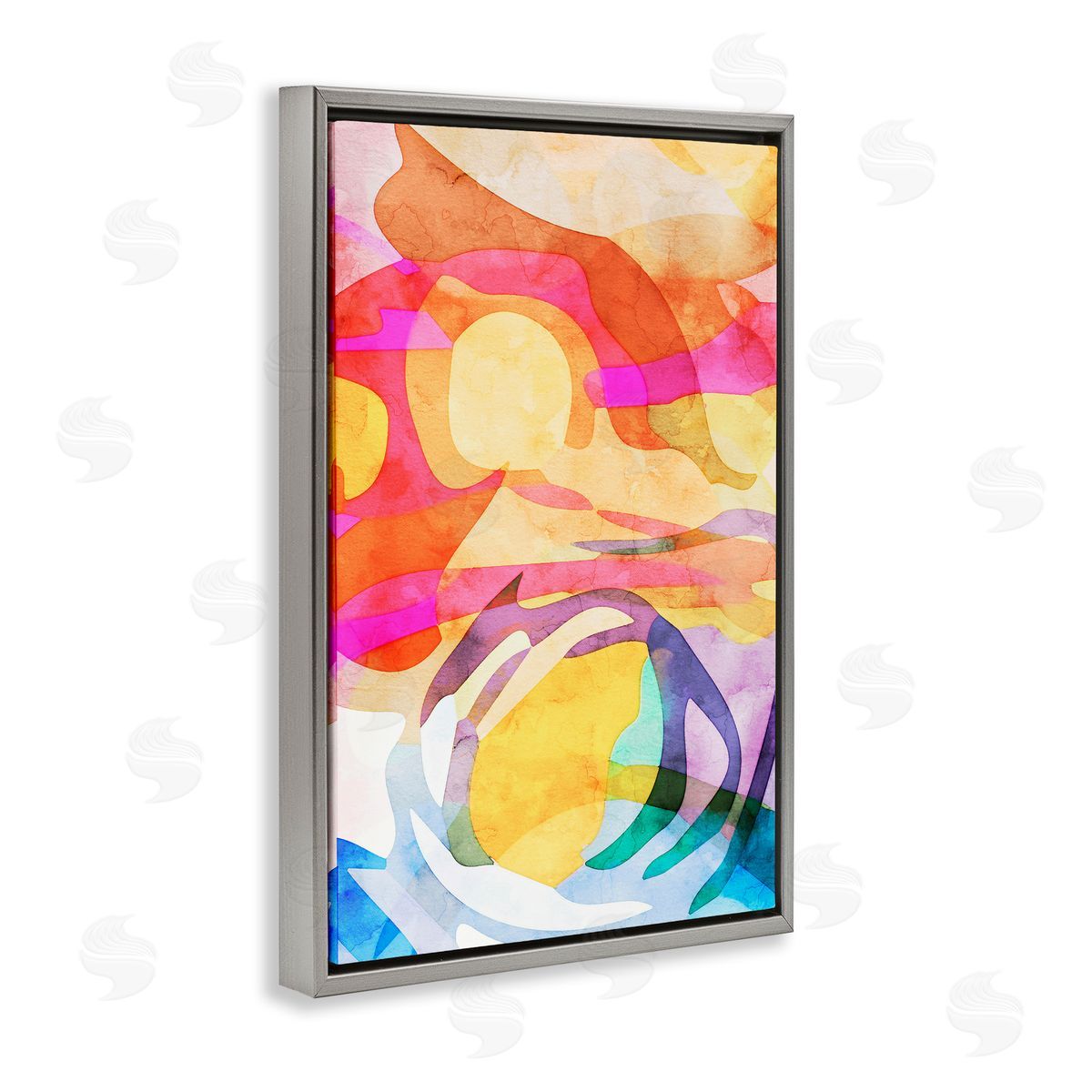 Overlapping Transparent Shapes Grey Floating Frame Canvas Wall Art, Home Decor by Incado