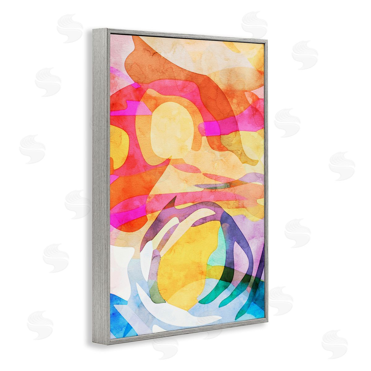 Overlapping Transparent Shapes Grey Frame Print Wall Art, Home Decor by Incado