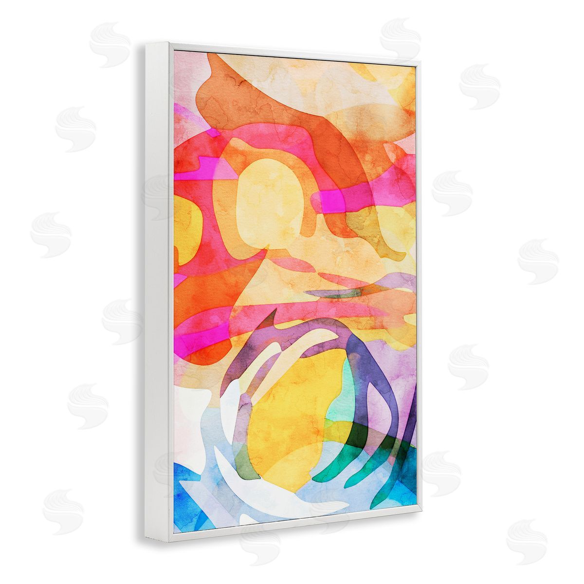 Overlapping Transparent Shapes White Frame Print Wall Art, Home Decor by Incado