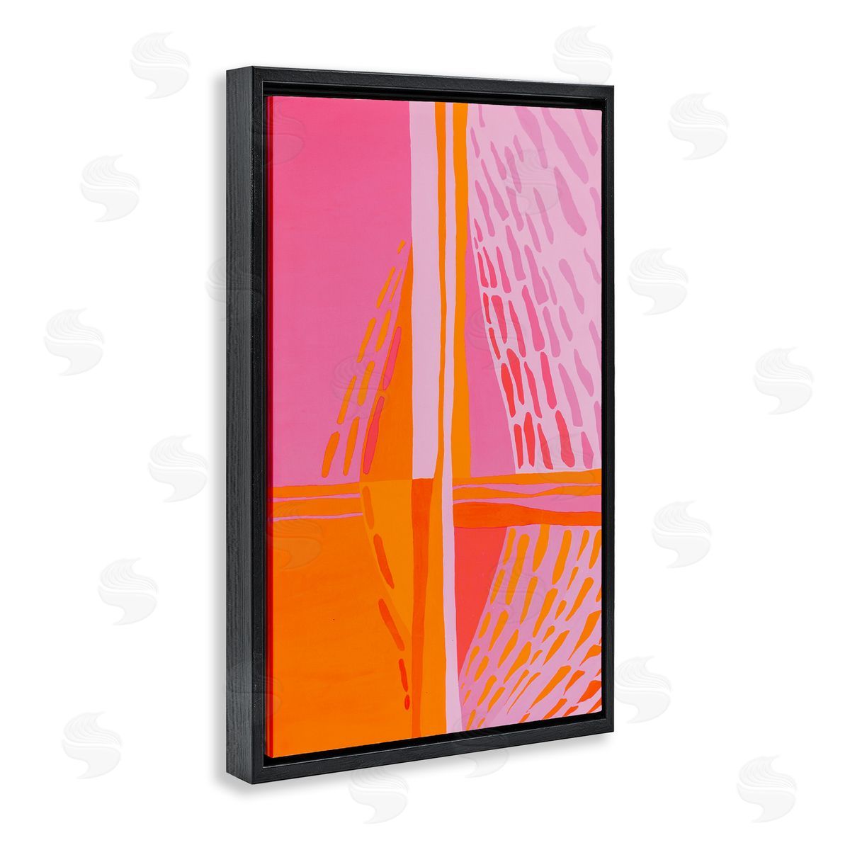 Centric Orange & Pink Black Floating Frame Canvas Wall Art, Home Decor by Incado