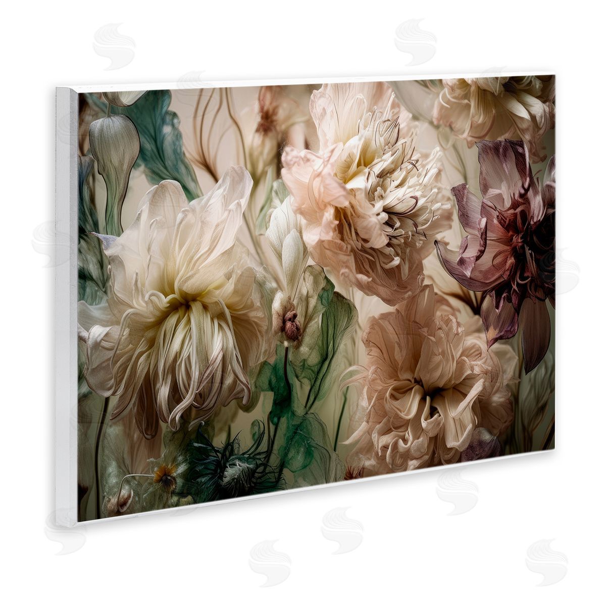 Blush Toned Flowers Wood Plaque Wall Art, Home Decor by Incado