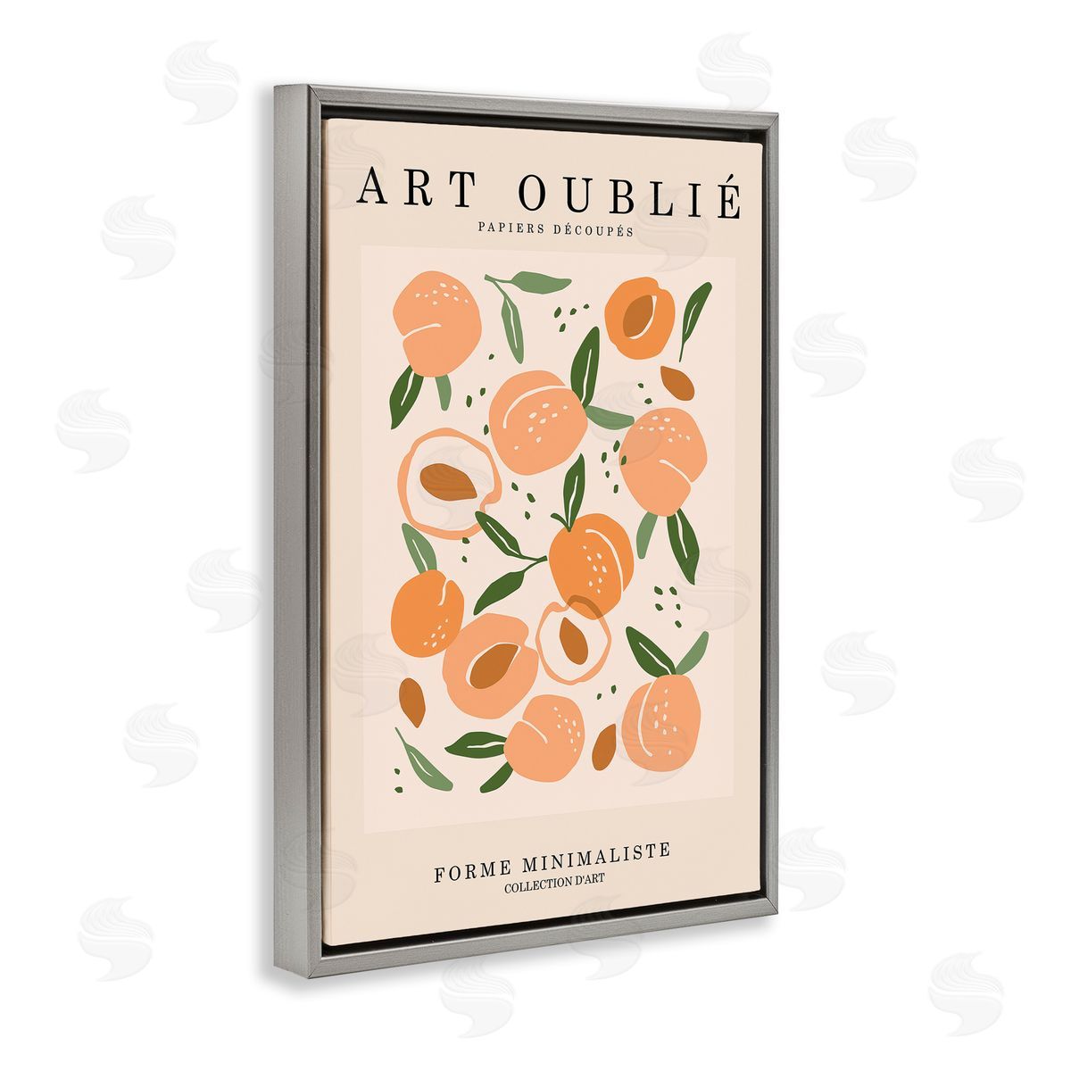 Peaches Gallery Poster Grey Floating Frame Canvas Wall Art, Home Decor by Incado