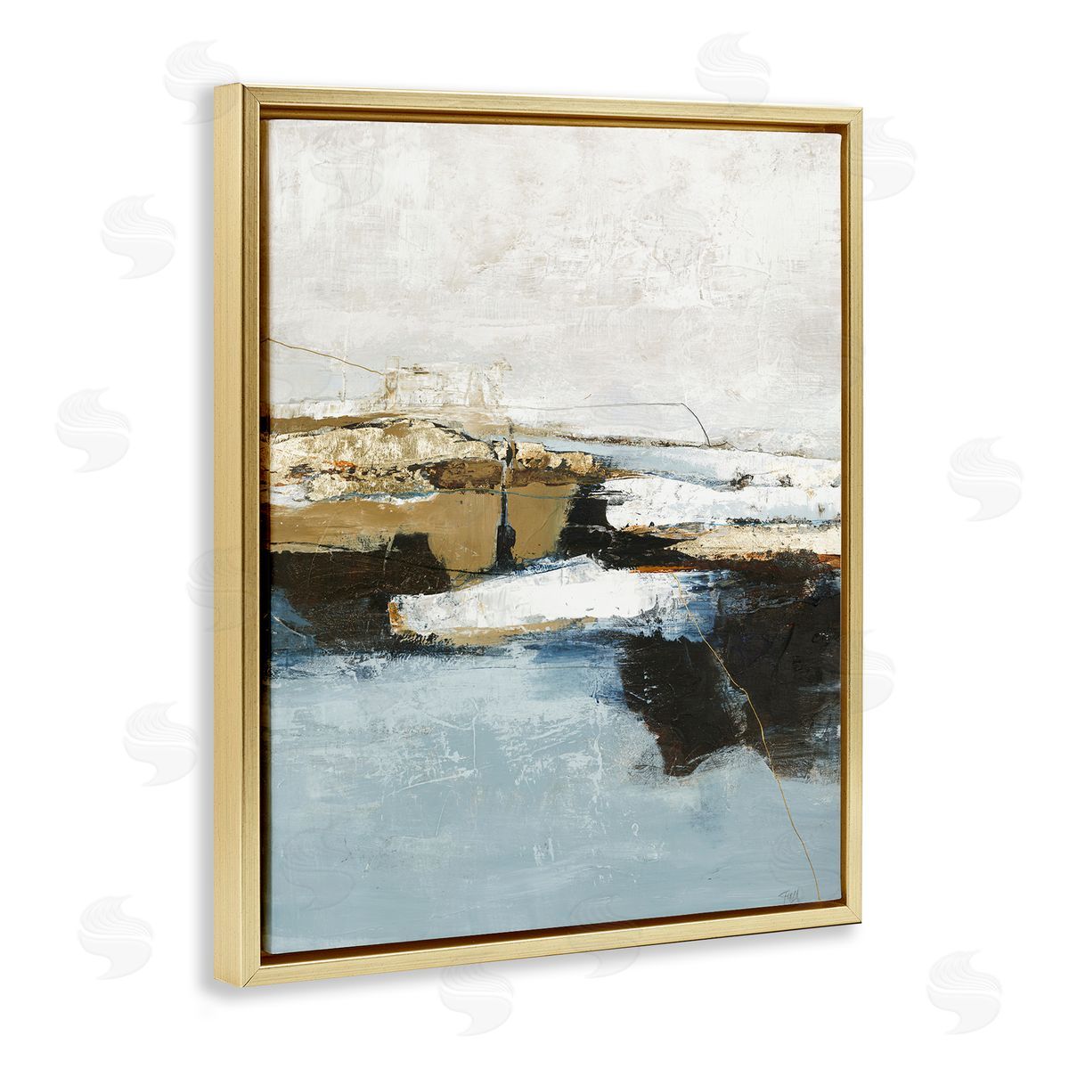 Rustic Paint Nautical Design Gold Floating Frame Canvas Wall Art, Home Decor by Design Fabrikken