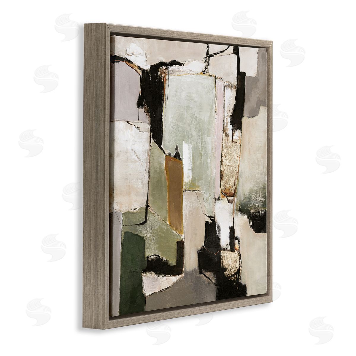 Blocked Composition Details Brown Floating Frame Canvas Wall Art, Home Decor by Design Fabrikken