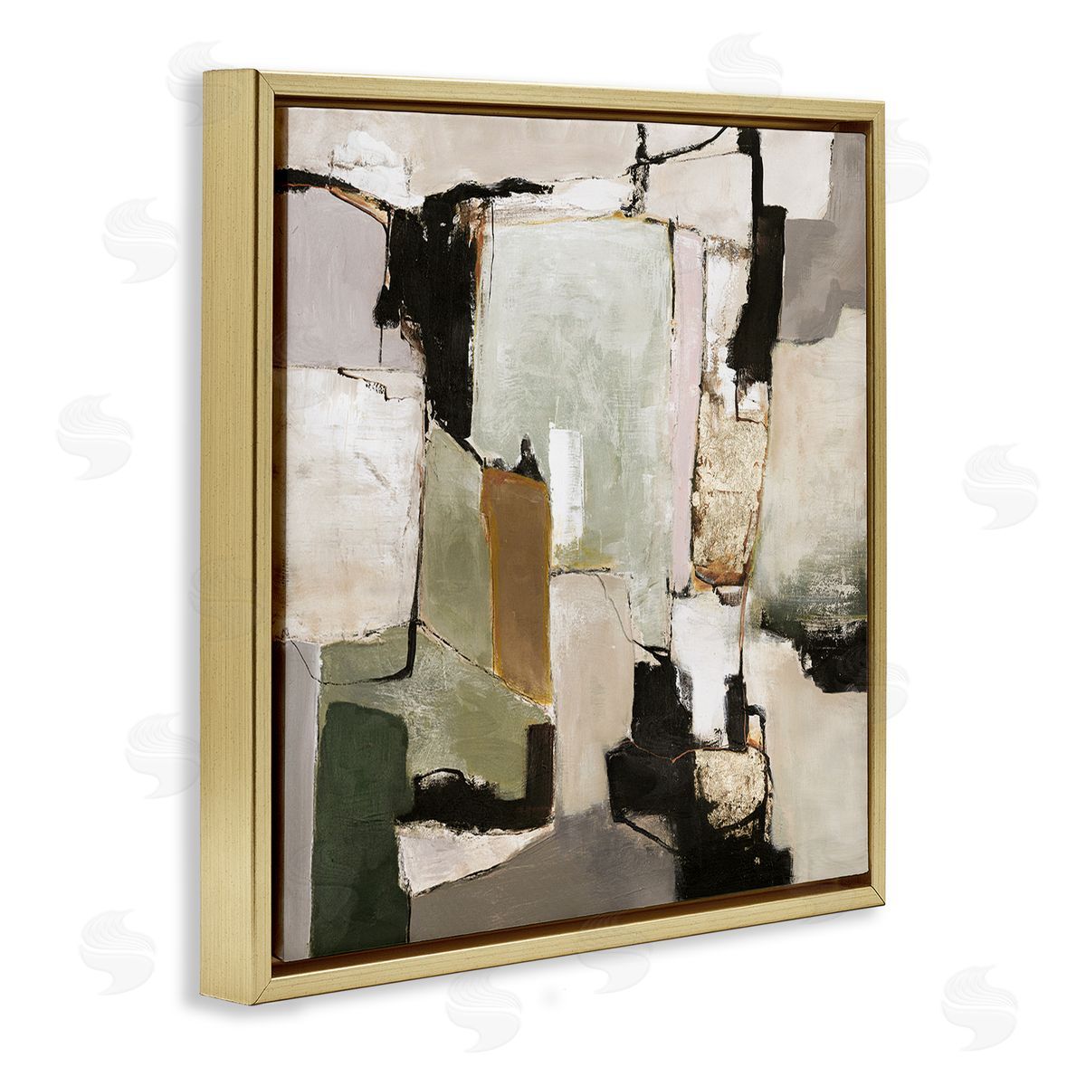 Blocked Composition Details Gold Floating Frame Canvas Wall Art, Home Decor by Design Fabrikken