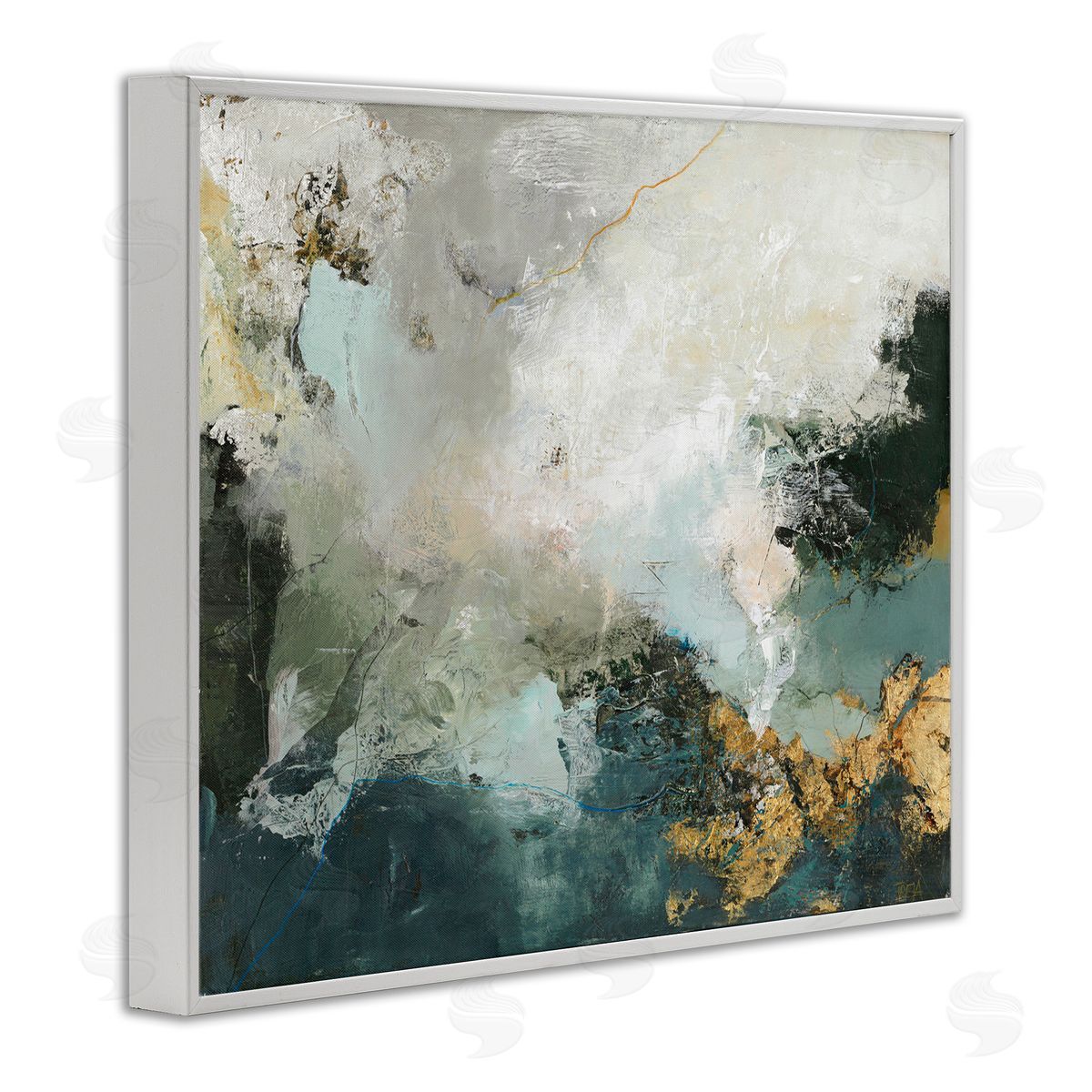 Stormy Dark Abstraction White Frame Print Wall Art, Home Decor by Design Fabrikken