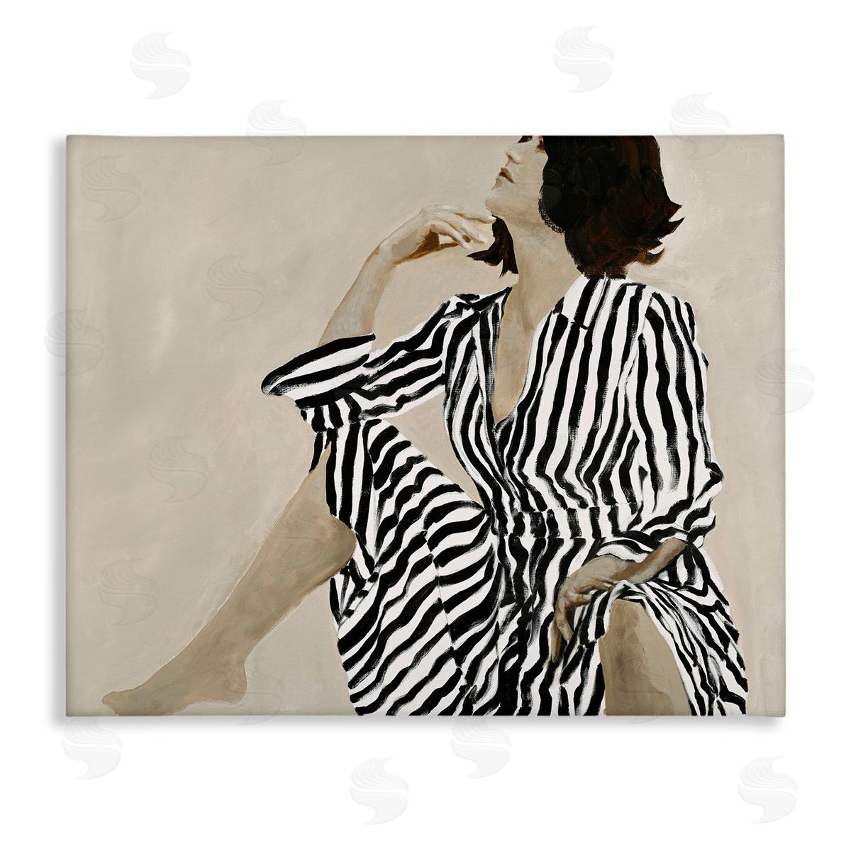 Stylish Woman in Thought Canvas Wall Art, Home Decor by Design Fabrikken
