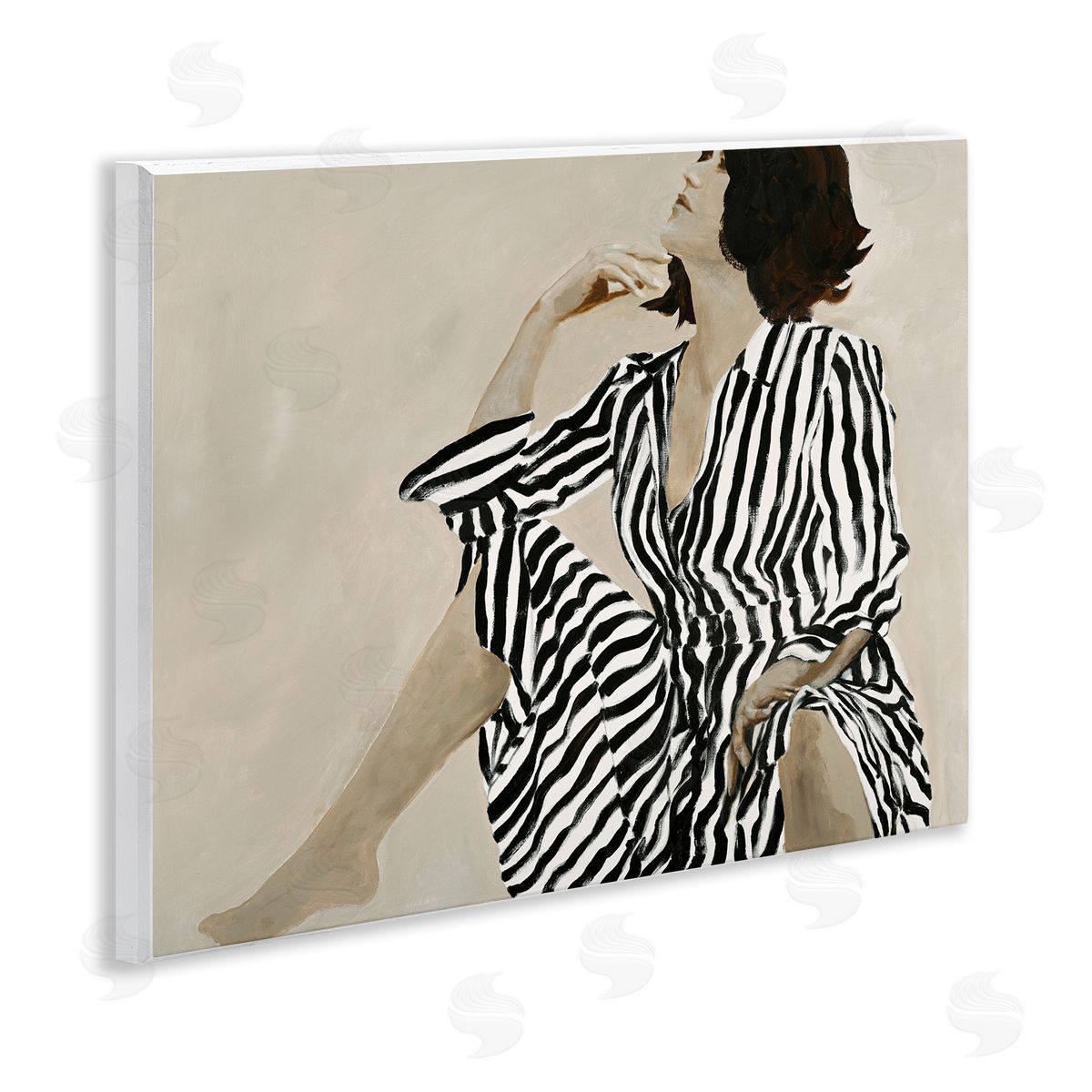 Stylish Woman in Thought Wood Plaque Wall Art, Home Decor by Design Fabrikken