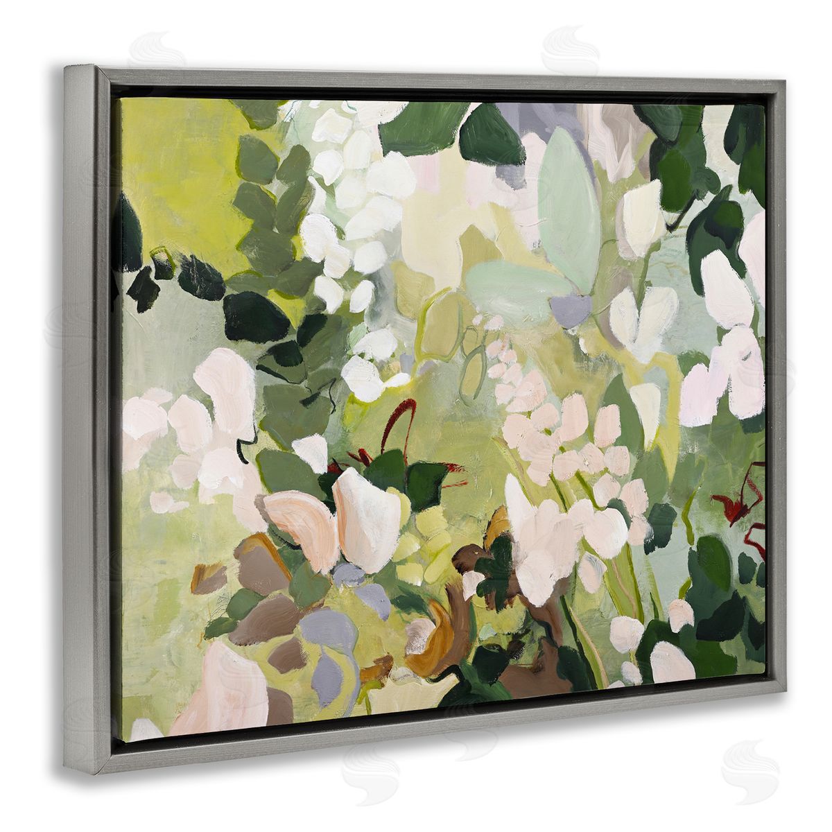 Modern Botanical Impressions Grey Floating Frame Canvas Wall Art, Home Decor by Design Fabrikken