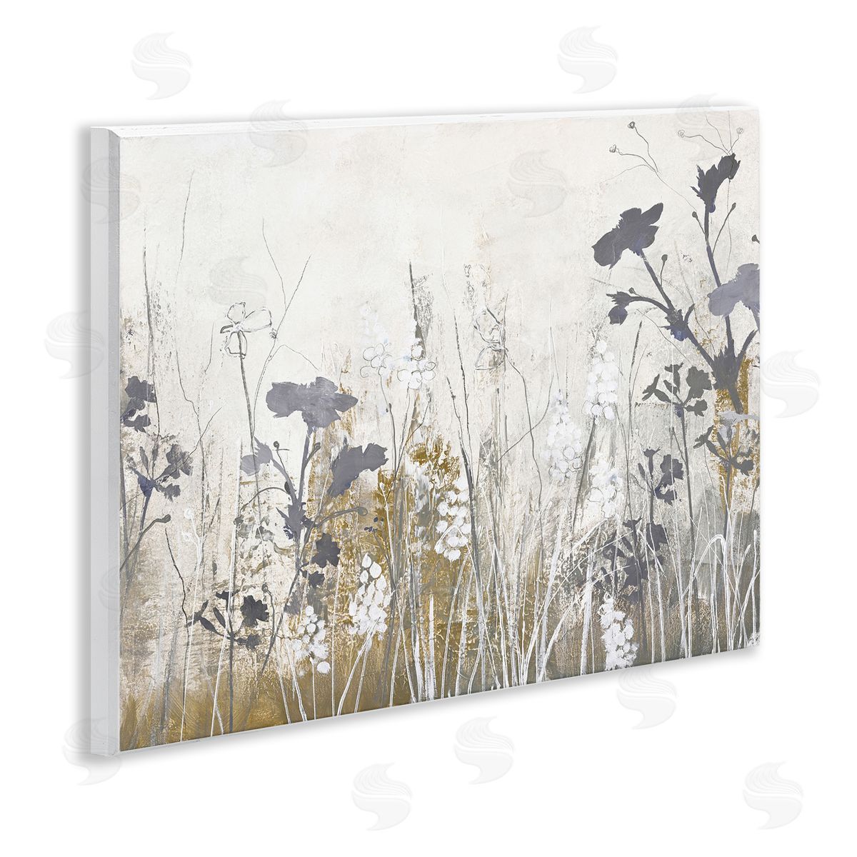 Grey Flower Silhouettes Wood Plaque Wall Art, Home Decor by Design Fabrikken