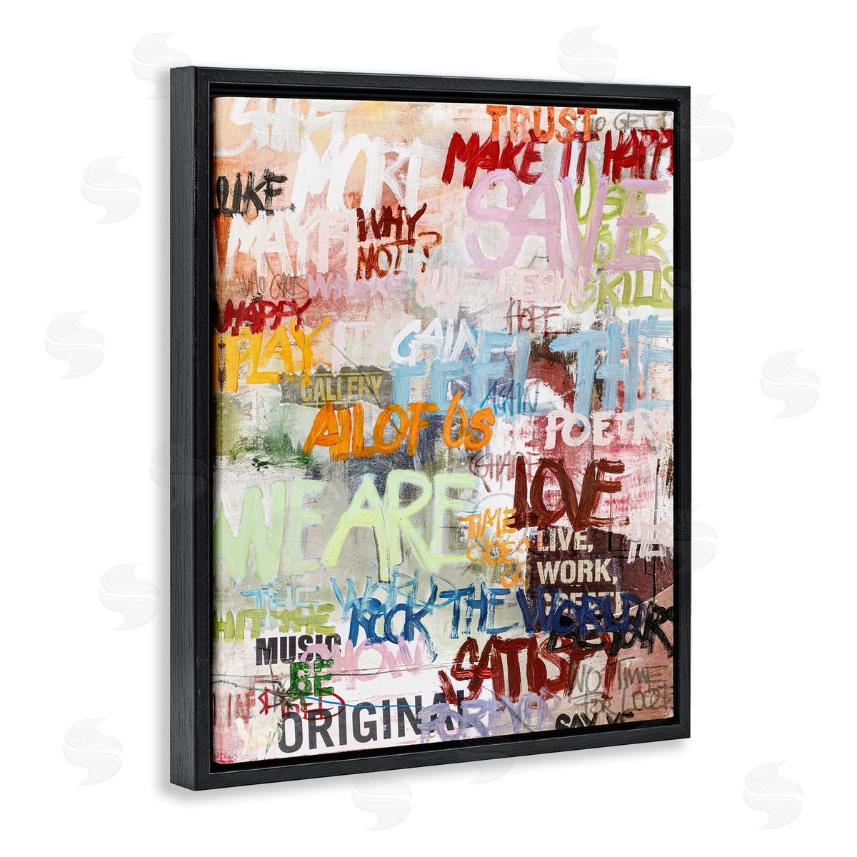 Modern Graffiti Phrases Black Floating Frame Canvas Wall Art, Home Decor by Design Fabrikken
