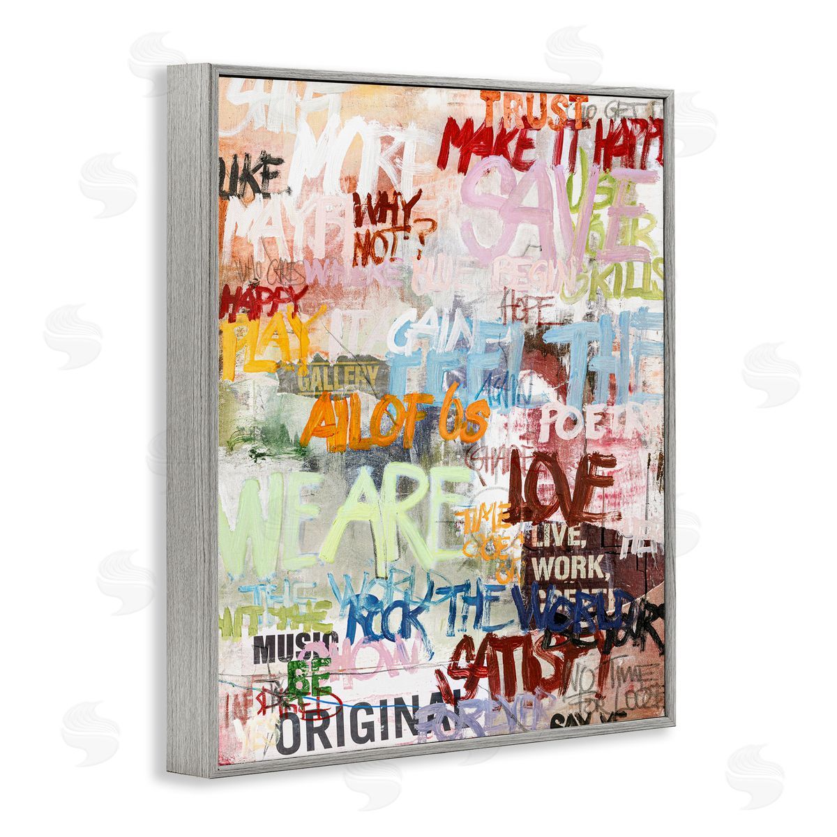 Modern Graffiti Phrases Grey Frame Print Wall Art, Home Decor by Design Fabrikken