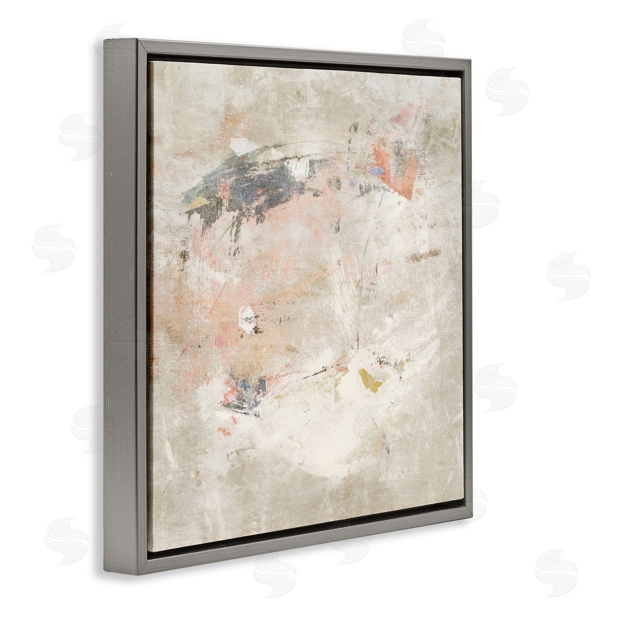 Distressed Pale Neutrals Grey Floating Frame Canvas Wall Art, Home Decor by Suzanne Nicoll