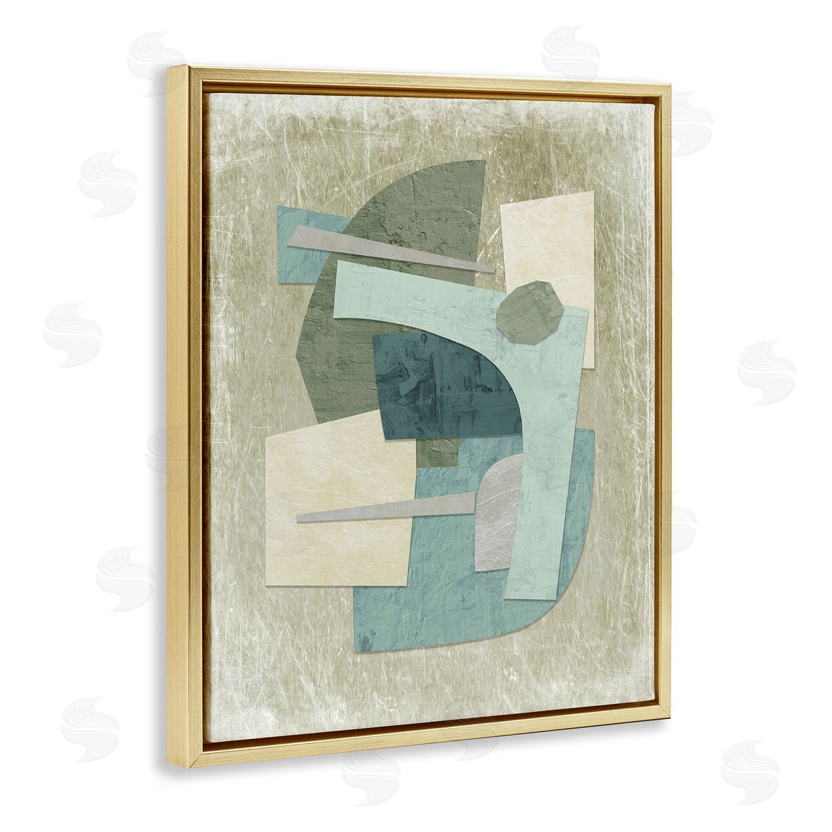 Layered Neutral Arrangement Gold Floating Frame Canvas Wall Art, Home Decor by Suzanne Nicoll