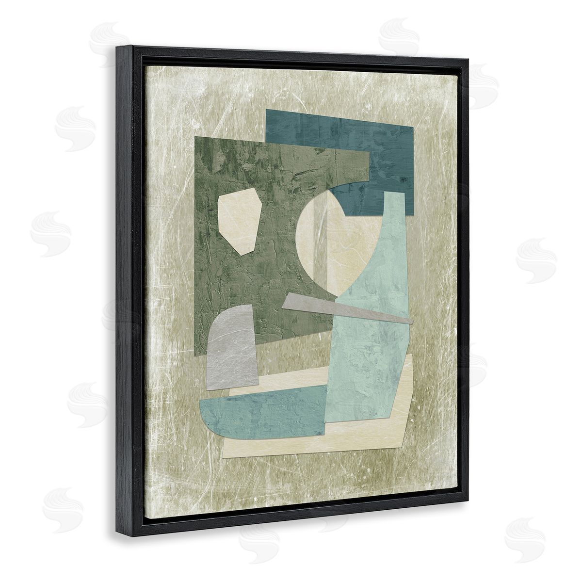 Neutral Shapes Arranged Black Floating Frame Canvas Wall Art, Home Decor by Suzanne Nicoll