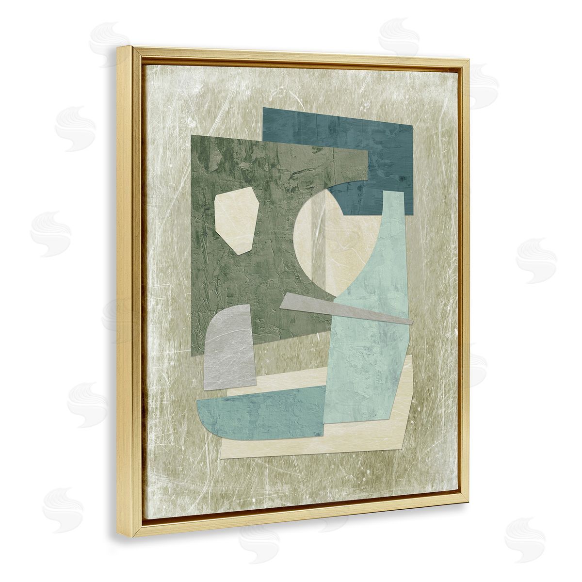 Neutral Shapes Arranged Gold Floating Frame Canvas Wall Art, Home Decor by Suzanne Nicoll