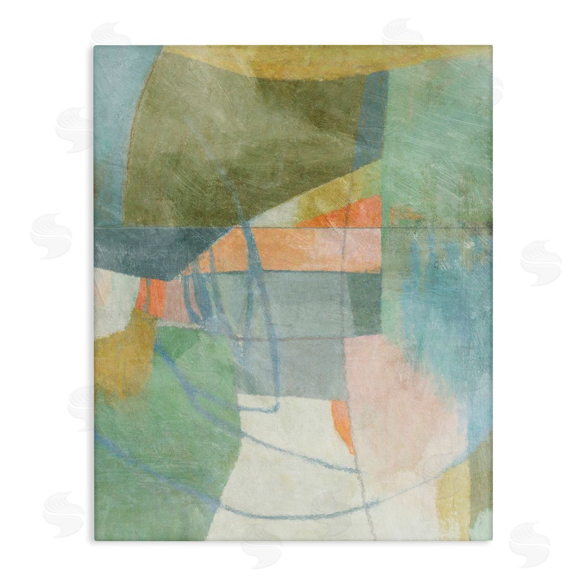 Pastel & Green Shapes Canvas Wall Art, Home Decor by Suzanne Nicoll