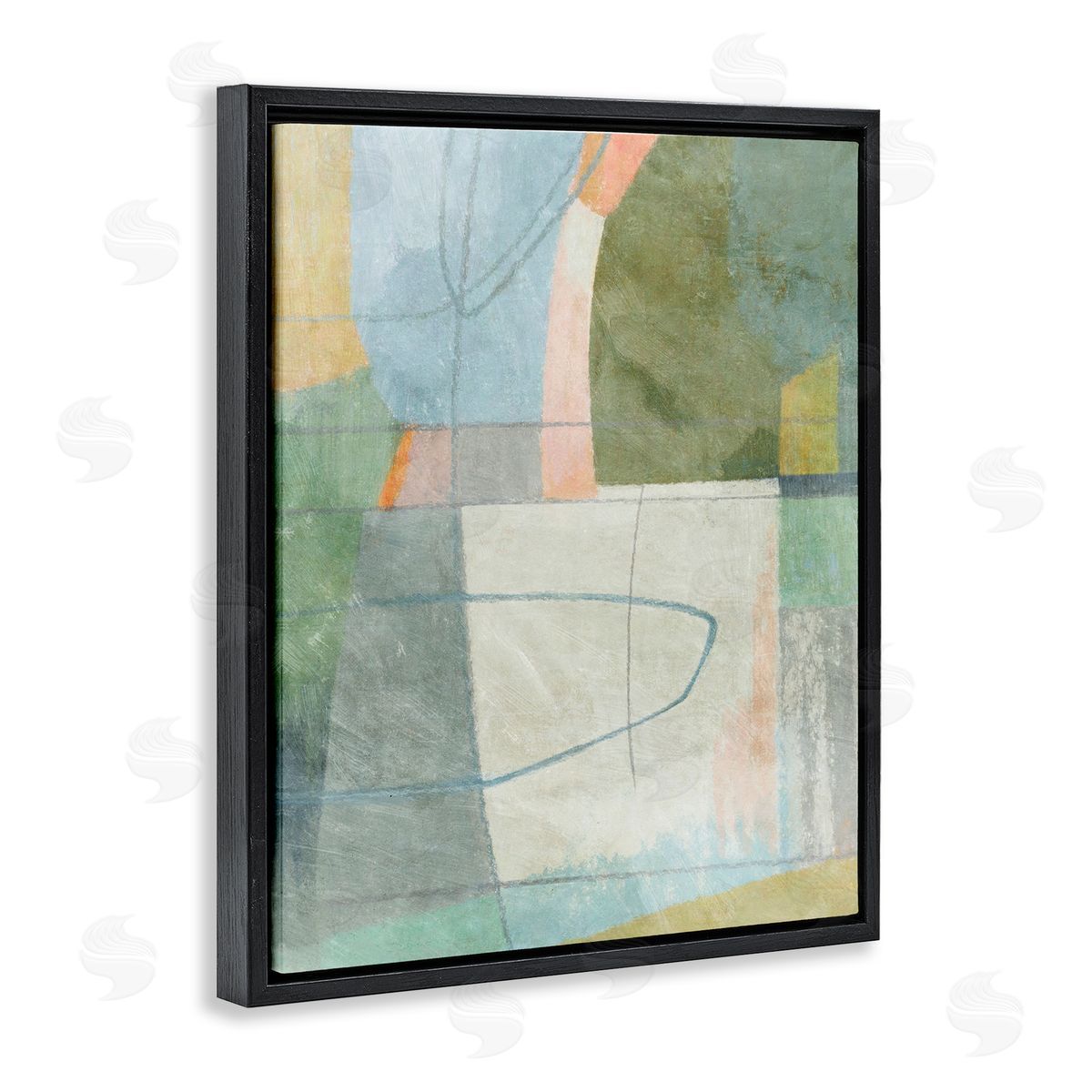 Scribble on Shapes Black Floating Frame Canvas Wall Art, Home Decor by Suzanne Nicoll