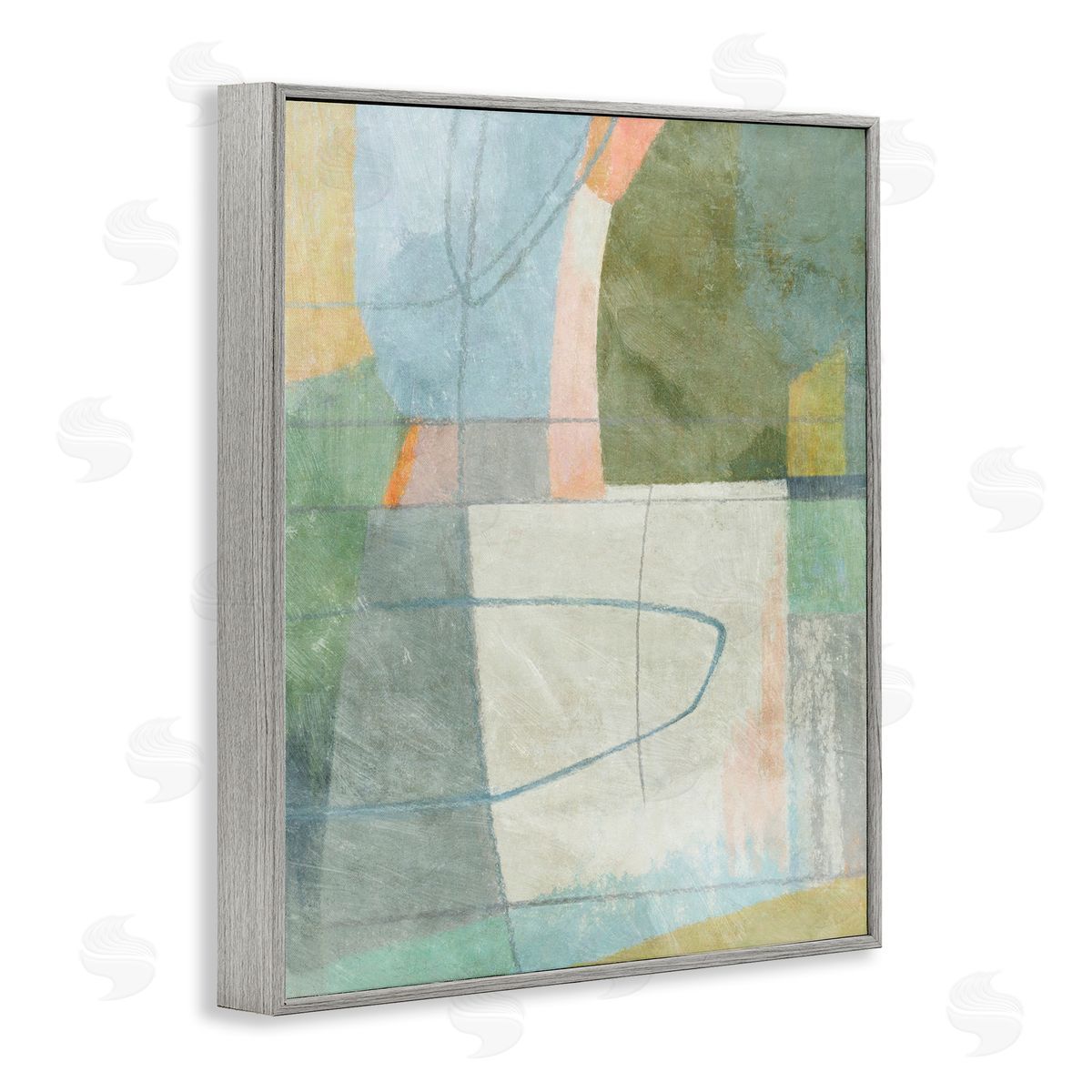 Scribble on Shapes Grey Frame Print Wall Art, Home Decor by Suzanne Nicoll