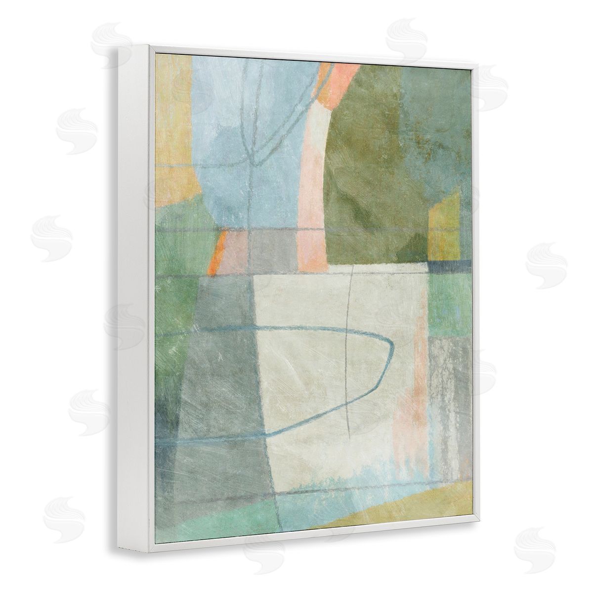 Scribble on Shapes White Frame Print Wall Art, Home Decor by Suzanne Nicoll