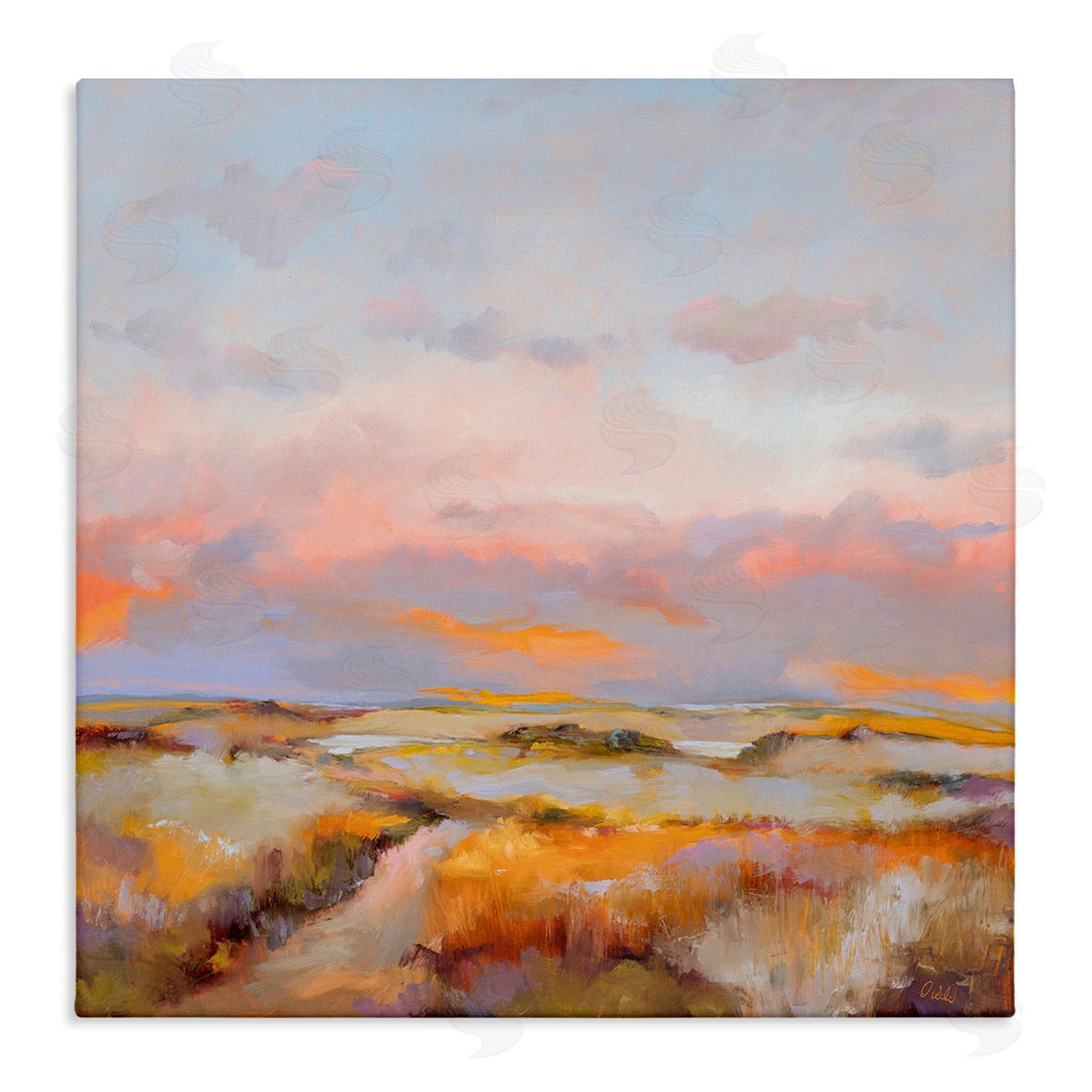 Bright Sun Bleached Meadow Canvas Wall Art, Home Decor by Odile