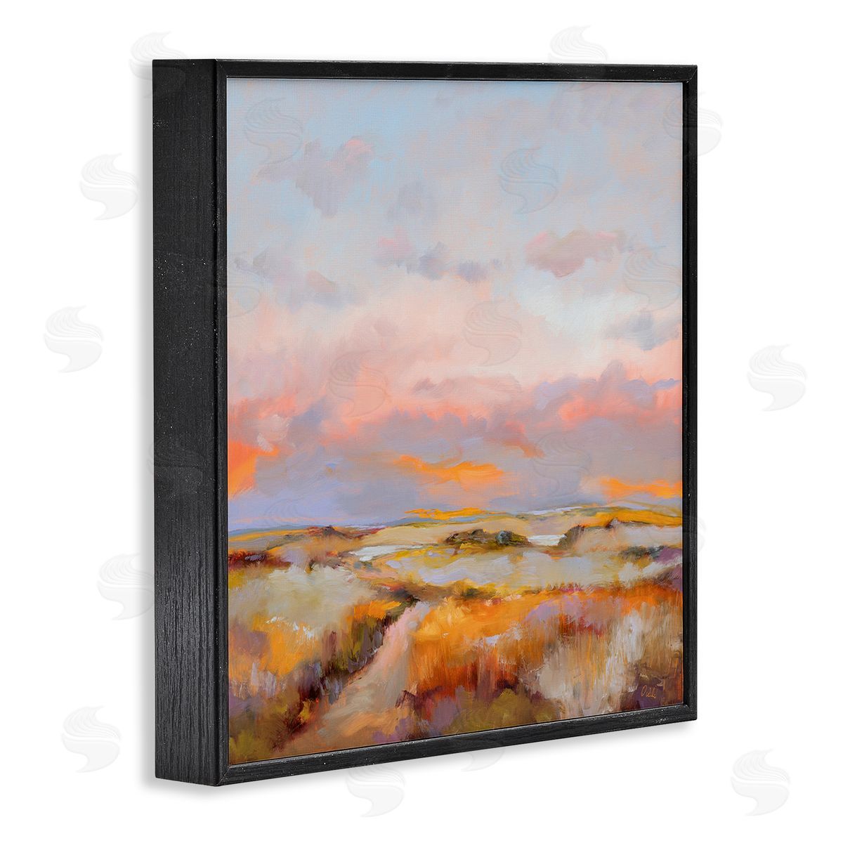 Bright Sun Bleached Meadow Black Frame Print Wall Art, Home Decor by Odile