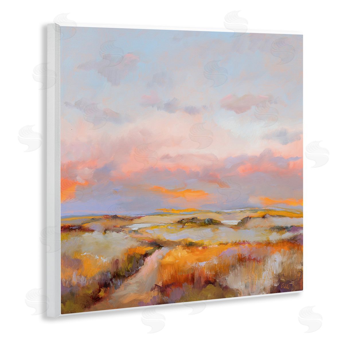 Bright Sun Bleached Meadow Wood Plaque Wall Art, Home Decor by Odile