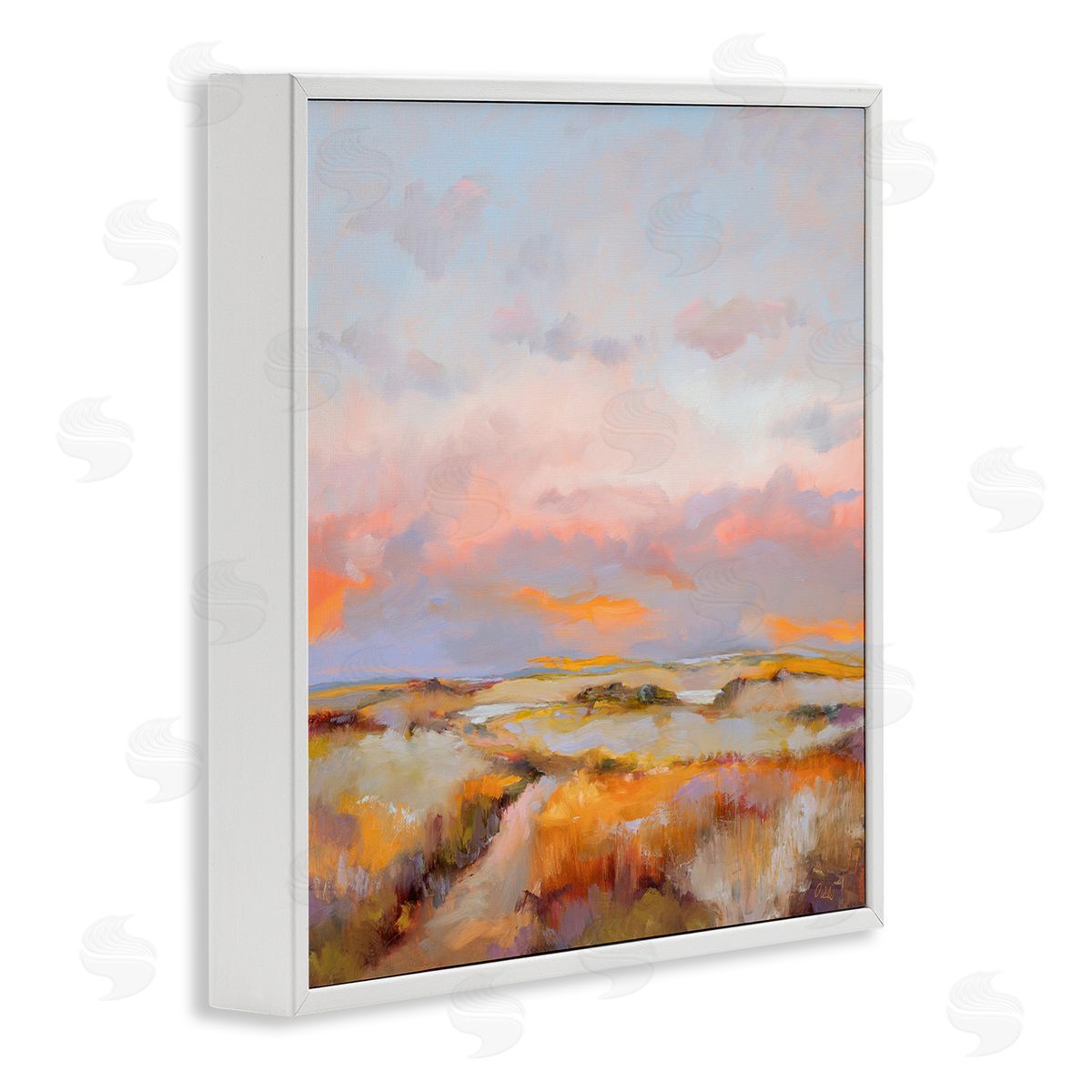Bright Sun Bleached Meadow White Frame Print Wall Art, Home Decor by Odile