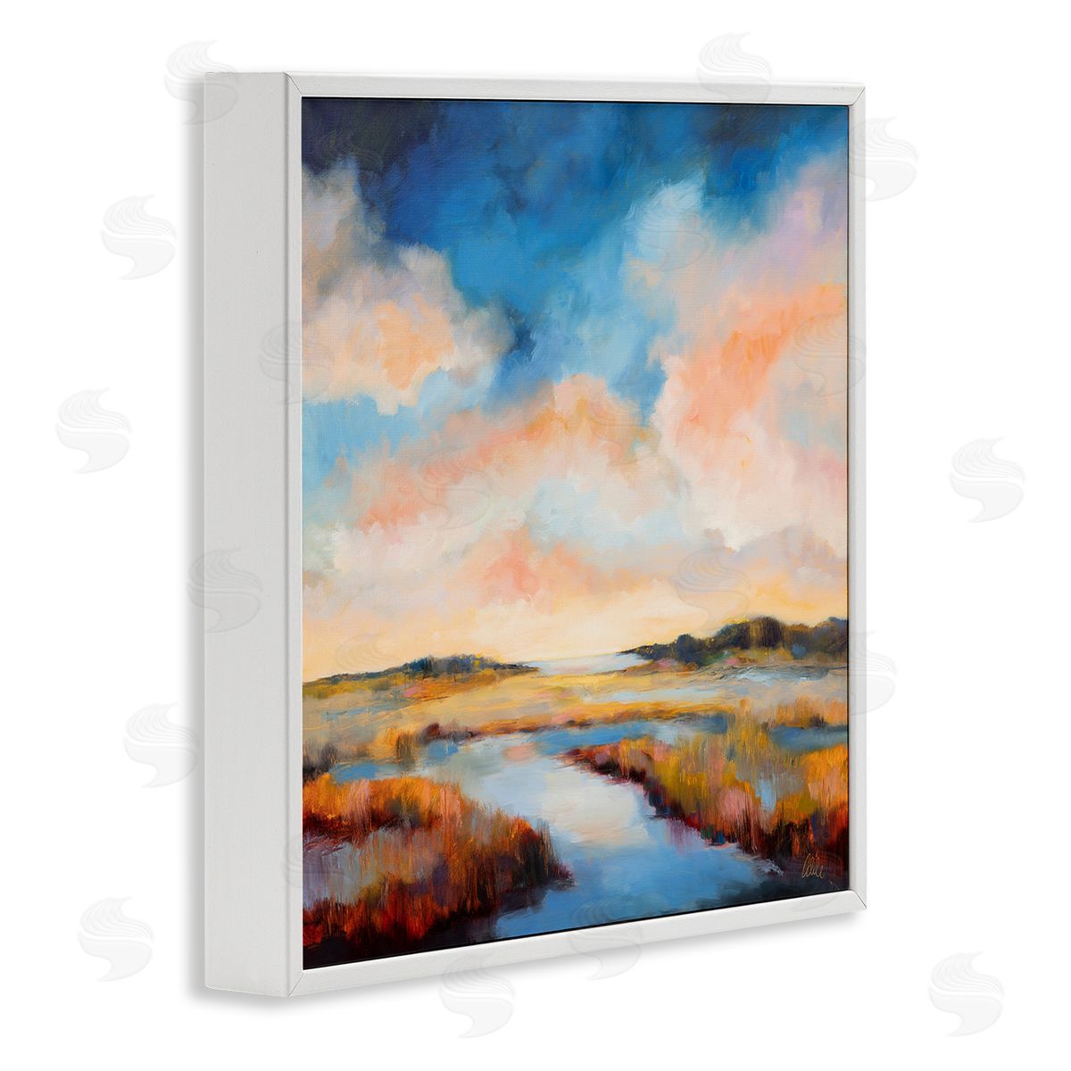 Sun Bleached Stream White Frame Print Wall Art, Home Decor by Odile